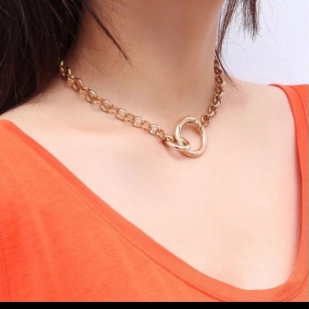 Lovely 18k Gold Punk Clavicle Cuban Choker Necklace